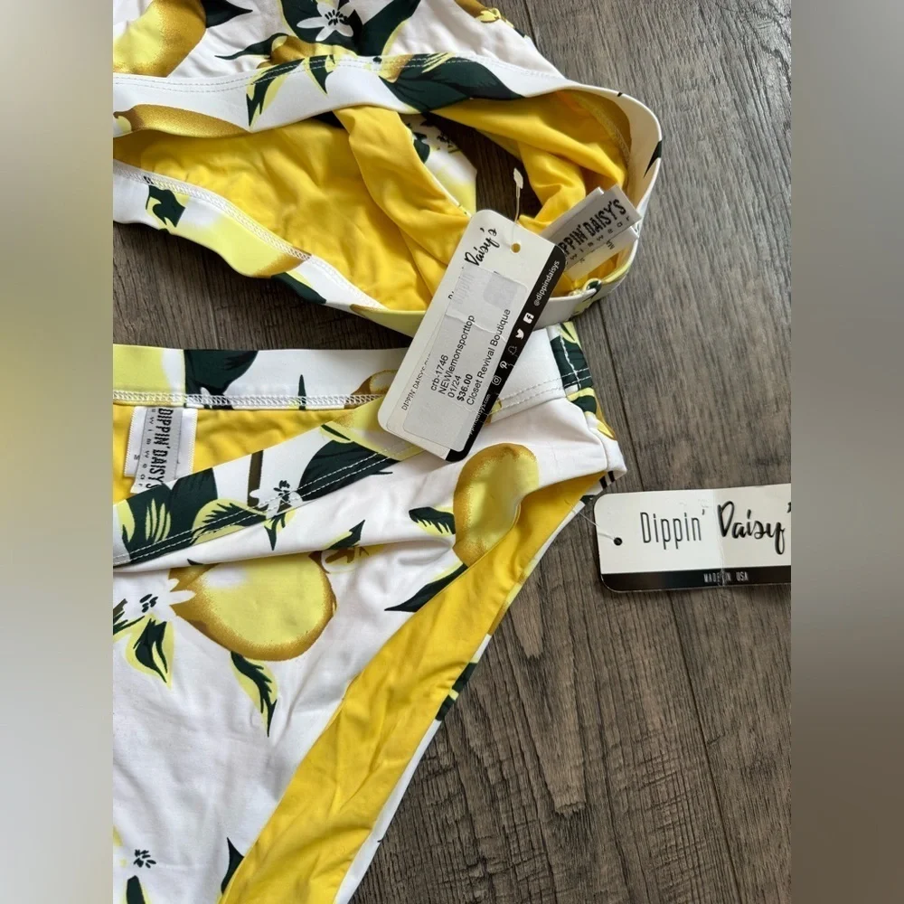 Dippin’ Daisy Lemon Triangle Cheeky Bikini Set- Size Large